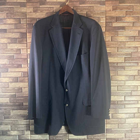 Mens Pre Owned Vintage Jos A Bank Navy Wool Executive Blazer 52L - Picture 1 of 8